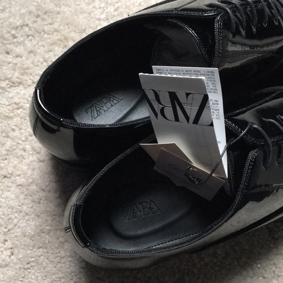 Zara Man Black Patent Finish Dress Shoes - Picture 10 of 11
